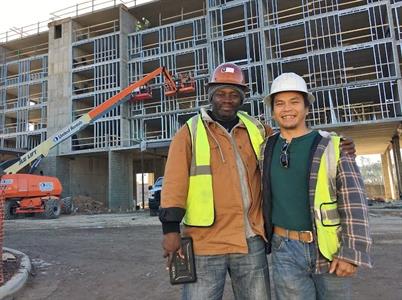 Skyrock2_2018 Nana Manso and Anthony Bui, on a job site.