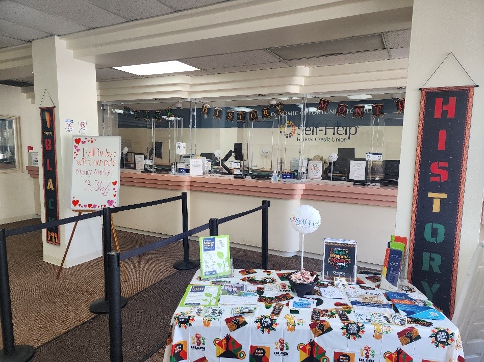 A display table featuring handouts about Black History Month