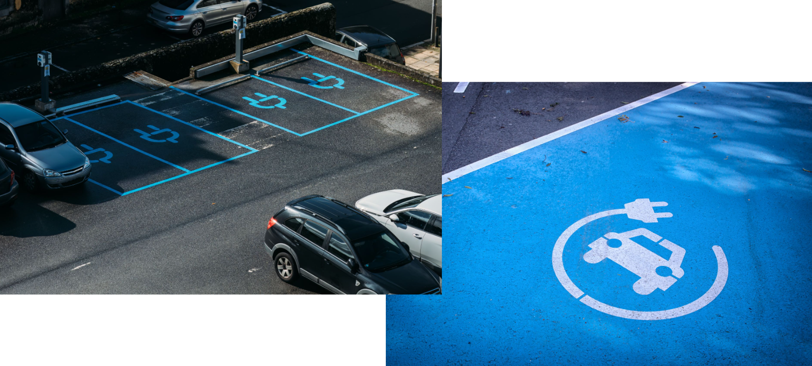 Charging station for charge EV battery. Plug for vehicle with electric engine. EV charger. Charging point at car parking lot.