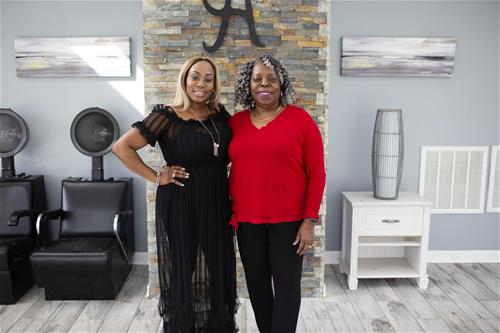 Dedra Hines, owner of Amaka's International, and her mother